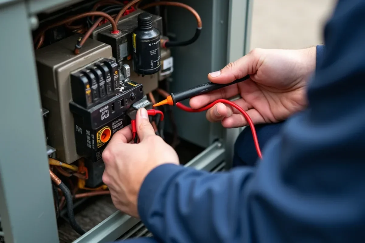 Testing AC compressor dual run capacitor and contactor points with digital meter