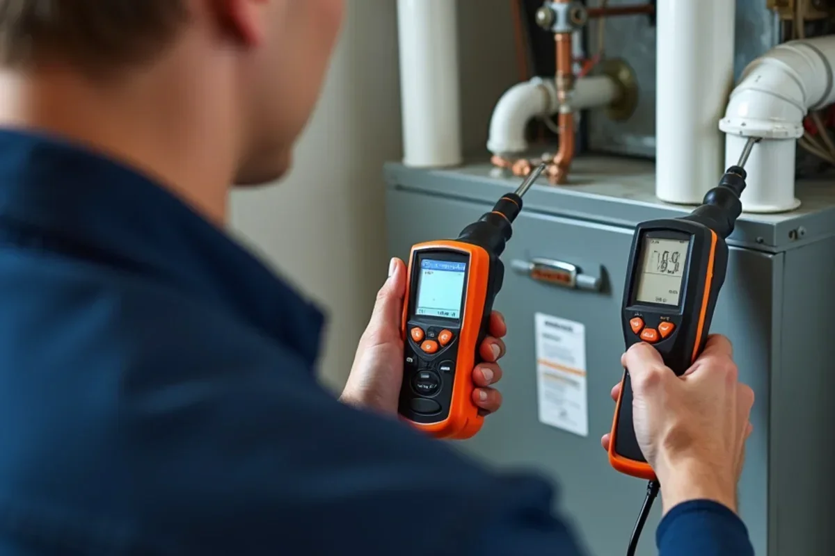 Measuring furnace temperature rise across heat exchanger with dual digital temperature probes